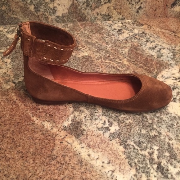 Frye Carson Ankle Strap Suede Ballet Flats - Picture 5 of 5